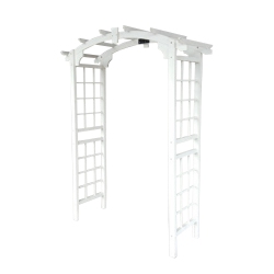ALEKO Warch01Wh Outdoor Wooden Garden Arbor With Trellis Sides for Climbing Plants - In White