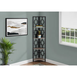 Monarch 62" 4-Shelf Metal Corner Etagere Bookcase - Black