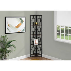 Monarch 62" 4-Shelf Metal Corner Etagere Bookcase - Black