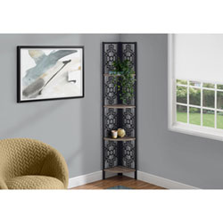 Monarch 62" 4-Shelf Metal Corner Bookcase - Espresso/Black