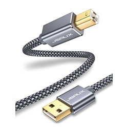JSAUX Printer Cable, 10Ft/3M USB 2.0 Type A to B Male Printer Scanner Cord High Speed Compatible With HP, Canon, Epson, Bro