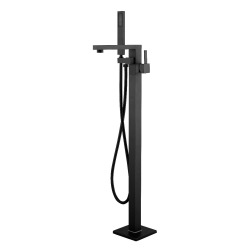 AGUA CANADA - Sammie-Bk - Matte Finish Modern Square Freestanding Bathtub Faucet W/ Hand Shower In Black