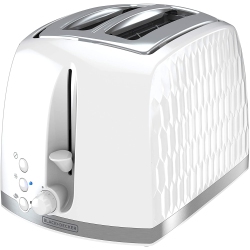 BLACKDECKER Black+Decker 2 Slice Toaster With Extra Wide Slots, Honey Comb White, Tr1250Wd