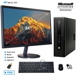 HP Refurbished (Good) - Prodesk 600 G1 Sff Slim PC Intel Core I5 45703.2Ghz 8GB Ddr3 Ram 512GB SSD Windows 10 Home Wifi Brand New 20 Inch Flat