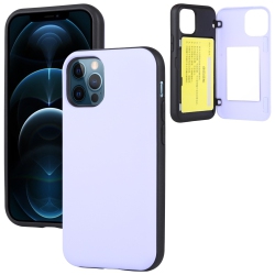 GOOSPERY Topsave Wallet Case With Card Holder, Protective Dual Layer Bumper Case for Iphone 12 Mini, Light In Purple