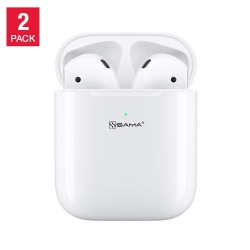 SAMA (2 Pack) Sa-192 V2.0 Tws Wireless Earbuds 5.0 With Wireless Charging Case/popup Function/auto Connect + Free Sili