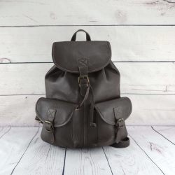 EXCLUSIVE LEATHER CA Leather Backpack Calf Ndm 15" - In Dark Brown