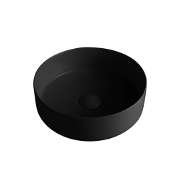 AGUA CANADA Frido-Bk Bathroom Sink Round Modern Ceramic Vessel W/ Pop Up Drain, By In Black