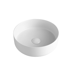 AGUA CANADA Frido-W Bathroom Sink Round Modern Ceramic Vessel W/ Pop Up Drain, By In White
