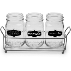 CIRCLEWARE Trio Grand 4-Piece Cutlery Caddy W/ Mason Jars And Chalk