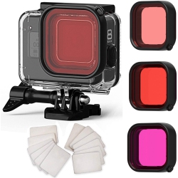 WINGOMART Housing Case Filter Kit for Gopro Hero 8 | Go Pro Waterproof Protective Diving Housing Shell + Filters + Anti-Fog Insert In Black