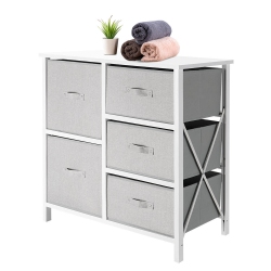 SORTWISE 5 Drawers Fabric Drawer Dresser Nightstands, End And Side Table Storage Chest Of Drawers for Bedroom Closet Entryway Hallway Nursery And