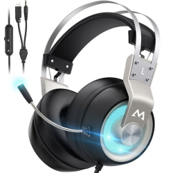 MPOW Eg3 Pro Gaming Headset, 3D Bass Surround Sound for Ps5 Ps4 Xbox Computer Headset With Noise Cancelling Mic