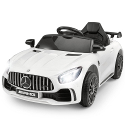 VOLTZ TOYS 12V Ride-On Car for Kids, Official Licensed Mercedes-Benz Gt R With Remote, Mp3 And Led Lightings Perfect Gift (White)