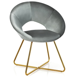 COSTWAY Modern Velvet Accent Chair Upholstered Vanity Chair W/golden Metal Leg