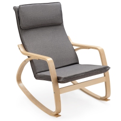 COSTWAY Modern Bentwood Rocking Chair Fabric Upholstered Relax Rocker Lounge Chair