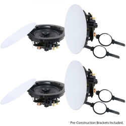 BOOST AUDIO Nv602F 2 Pair Near-Vanishing 6.5" In-Ceiling Speakers With 2 Pair Of Brackets