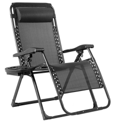 COSTWAY Zero Gravity Chair Oversize Lounge Chair Patio Heavy Duty Folding Recliner In Black