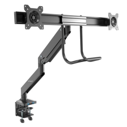STARTECH.COM Startech Desk Mount Dual Monitor Arm With USB & Audio - Slim Full Motion Dual Monitor Vesa Mount Up to 32" Displays - C-Clamp/grommet
