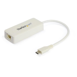 STARTECH.COM Startech USB C to Gigabit Ethernet Adapter With USB A Port - 1GBps Nic USB 3.0/3.1 Type C to Rj45 Port/lan Network Adapter Tb3 In White