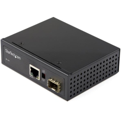 STARTECH.COM Startech Industrial Fiber to Ethernet Media Converter - 1GBps Sfp to Rj45/cat6 - Sm/mm Fiber to Copper Gigabit Network Ip-30 12V Input
