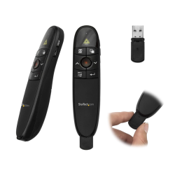 STARTECH Wireless Presentation Remote With Laser Pointer - 90 Ft. - Powerpoint Presentation Clicker for Mac & Windows (Presremote) In Red