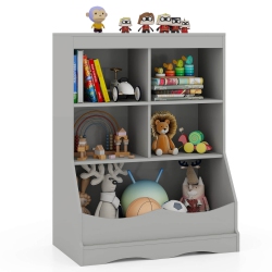COSTWAY 3-Tier Children's Multi-Functional Bookcase Toy Storage Bin Floor Cabinet