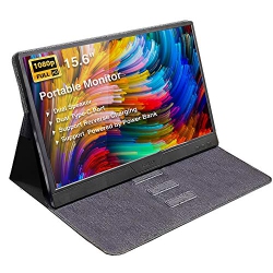 ANGEL POS 15.6’’ Full HD 1080P USB C And Mini HDMI Computer Gaming Display Monitor \w Built-In Speaker And Smart Cover | Support Type C Reverse