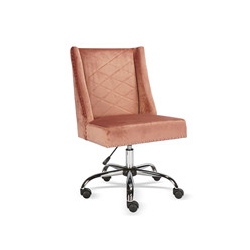 FURNITURER Classic Home Office Chair Rose Soft Velvet Seat & Back Desk Chair Height Adjustable Swivel Office Desk Chair, Rose