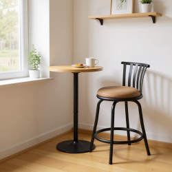 HOMY CASA Set Of 1 Swivel Bar Stool With Backrest And Comfortable Cushion for Small Space, Kitchen Counter, And Dining Area