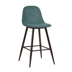 FURNITURER 26 Inch Counter Height Bar Stools Set Of 2, Soft Terry Farbic Seat Mid Back With Metal Legs for Kitchen Dining Room (Green)