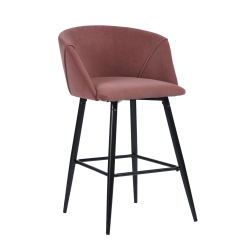 FURNITURER 25.6 Inch Counter Height Stools Barstools Bar Furniture Velvet Upholstery Seat&back for Home Kitchen Dining Room, Rose, Set Of 2