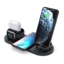 WINGOMART 6 In 1 Wireless Charging Stand Station 10W Wireless Charger Station for Apple Airpods Pro Iphone 16 Pro Max Iphone 15 14 13 12 Wireless