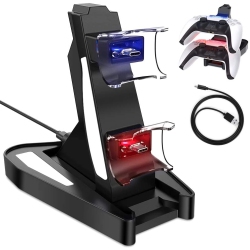 WINGOMART Dual Controller Charger for Sony Ps5, Playstation 5 Dualsense Controller Charger Charging Docking Station Stand, Dual USB Fast Charger