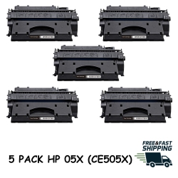 BESTONER 5 Pack HP 05A (Ce505A)/05A/505A/05/ce505 Toner Cartridge HP Laserjet P2055Dn/hp Laserjet P2055X/hp Laserjet P2055D In Black