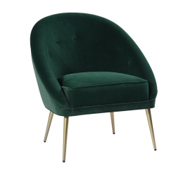 FURNITURER Blush Button-Tufted Seat Back With Golden Side Chair, Dark In Green