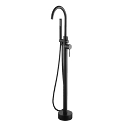 AGUA CANADA - Shiro-Bk - Matte Finish Modern Square Freestanding Bathtub Faucet W/ Hand Shower In Black