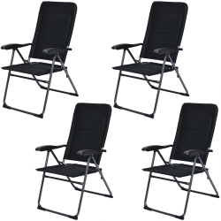 GYMAX 4PCs Patio Folding Chairs Back Adjustable Reclining Padded Garden Furniture