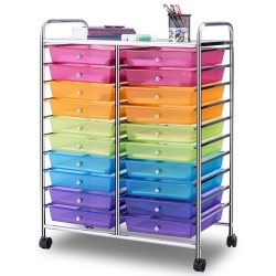 GYMAX Office Rolling Cart 20 Storage Drawers Scrapbook Paper Studio Organizer Mutli Color
