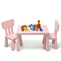 GYMAX Kids Table & 2 Chairs Set Toddler Activity Play Dining Study Desk Baby Gift
