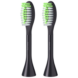Philips One by Sonicare Replacement Brush Head (BH1022/06) - 2 Pack - Black
