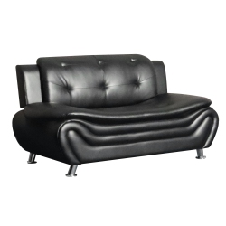 VISCOLOGIC Grandeur Luxury Pillow Top Tufted Premium Faux Leather Loveseat, Couch for Home Office Living Room (Loveseat - Black)