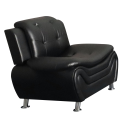 VISCOLOGIC Grandeur Luxury Pillow Top Tufted Premium Faux Leather Arm Chair, Couch for Home Office Living Room (Armchair - Black)