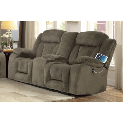 INFINITE IMPORTS – Power Recliner Loveseat With Cup Holder Console & USB Ports (Olive Grey)