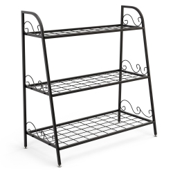 COSTWAY 3-Tier Metal Plant Stand Shelf Flower Pot Holder Display Rack Shoe Organizer