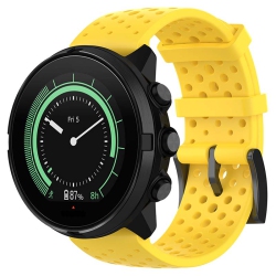 STRAPSCO Perforated Silicone Rubber Watch Band Strap for Suunto 9 & Spartan Sport Wrist Hr Baro - Medium-Long - In Yellow