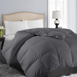 CANADIAN LINEN Microfiber Comforter 90"x90" Box Stitched Cooling Cozy Warm Fluffy Down Alternative Hypoallergenic Breathable Duvet Insert, Grey