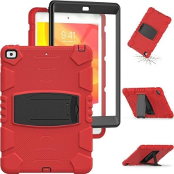 CSMART Shockproof Heavy Duty Rugged Defender Hard Case Kickstand Cover for Ipad Air 1 2 1St 2Nd Gen (9.7") / Pro 9.7" In Red