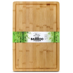 HEIM CONCEPT Premium Organic Bamboo Extra Large Cutting Board And Serving Tray With Drip Groove [ 18" X 12" X 3/4" Inch Thick ]