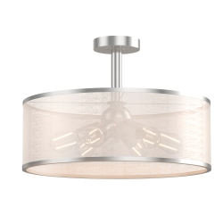 COSTWAY 6-Light Semi Flush Mount Ceiling Light Pendant Lamp W/ Fabric Drum-Shaped Shade